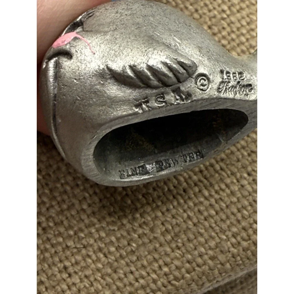 Vintage 1982 Hudson Pewter Mom Whale w/ Baby Whale Water Spout 1.5